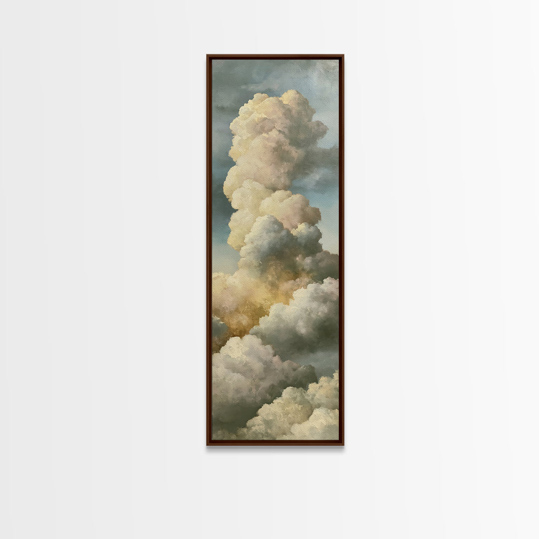 Soft Cloudscape in Cream and Sage Canvas Print, Spa Art, Travel Poster, Spa Decor, Fine Art, Serenity, Salon Decor, City Art, SPA-1x3-25