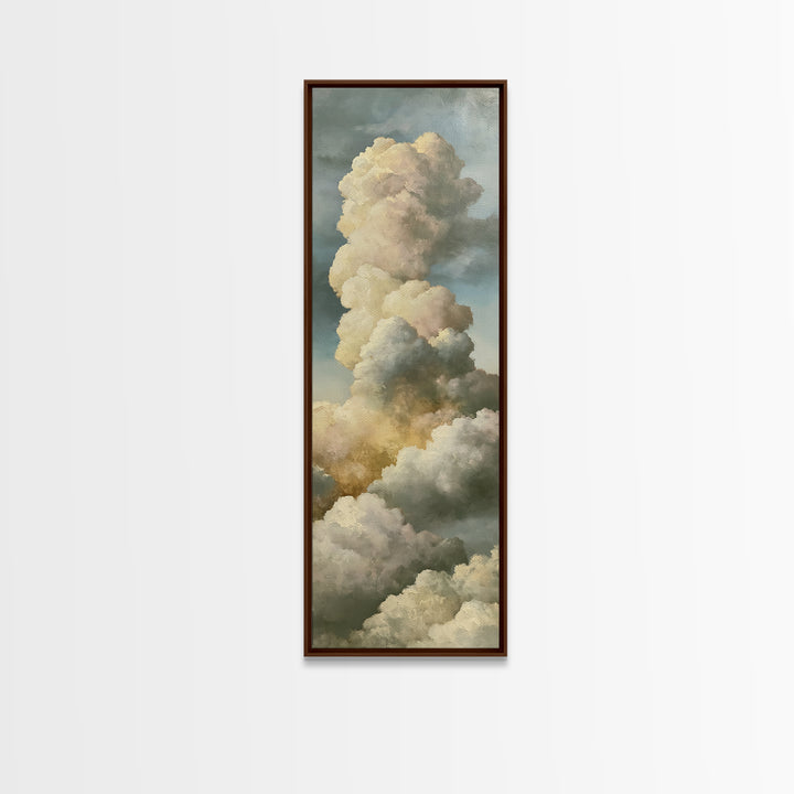 Soft Cloudscape in Cream and Sage Canvas Print, Spa Art, Travel Poster, Spa Decor, Fine Art, Serenity, Salon Decor, City Art, SPA-1x3-25