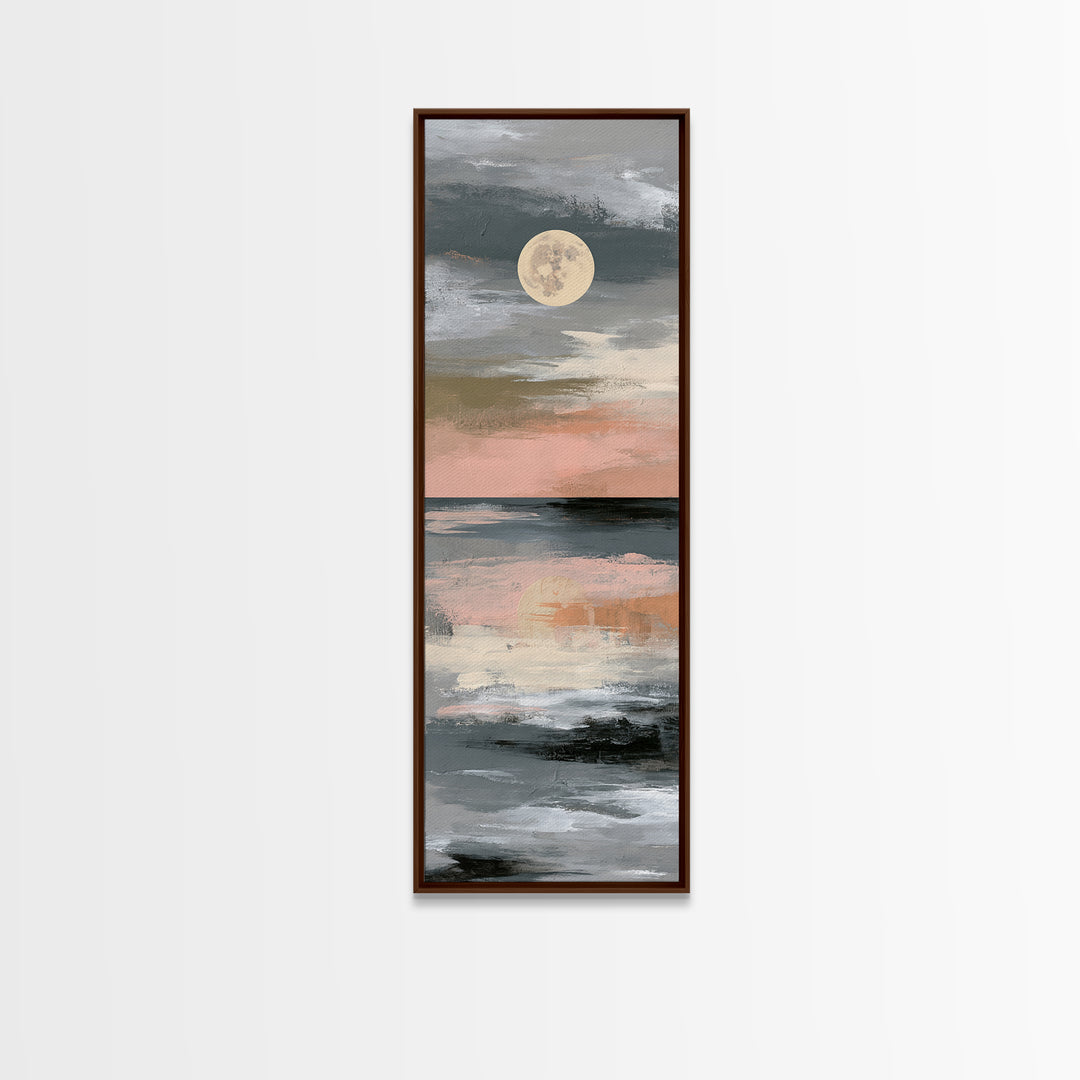 Moonlit Lake Reflection Canvas Print, Spa Art, Abstract, Spa Decor, Watercolor Art, Serenity, City Art, Spa Wall Art, SPA-1x3-35