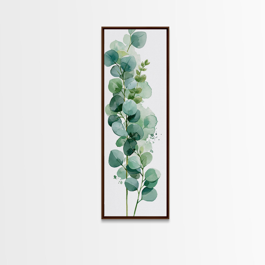 Eucalyptus Branch in Soft Green Watercolor Canvas Print, Spa Art, Fine Art Photography, Spa Decor, Oil Painting, Serenity, SPA-1x3-39
