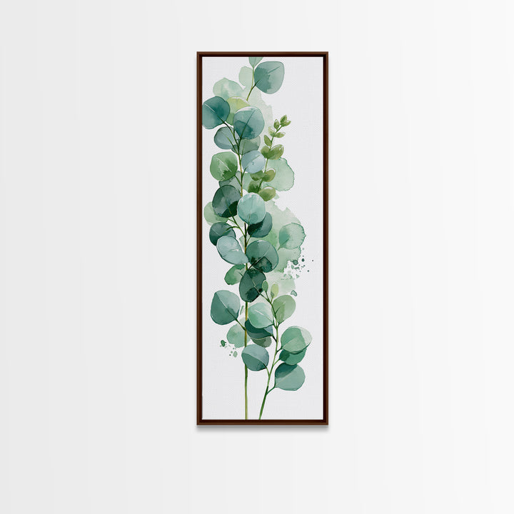 Eucalyptus Branch in Soft Green Watercolor Canvas Print, Spa Art, Fine Art Photography, Spa Decor, Oil Painting, Serenity, SPA-1x3-39