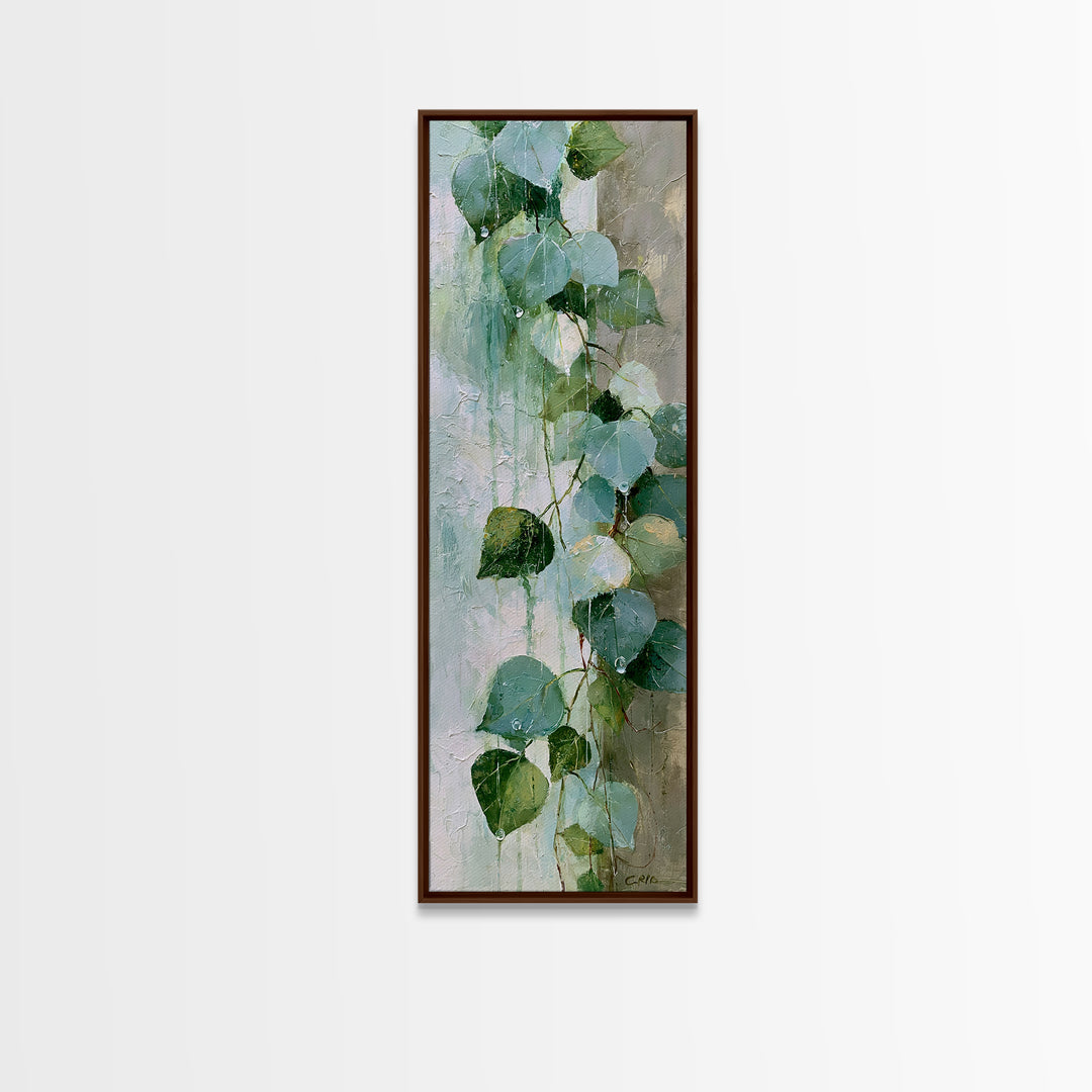 Rain on Leaves Framed Canvas Print, Spa Art, Travel Poster, Spa Decor, Fine Art, Serenity, Salon Decor, City Art, Spa Wall Art, SPA-1x3-52