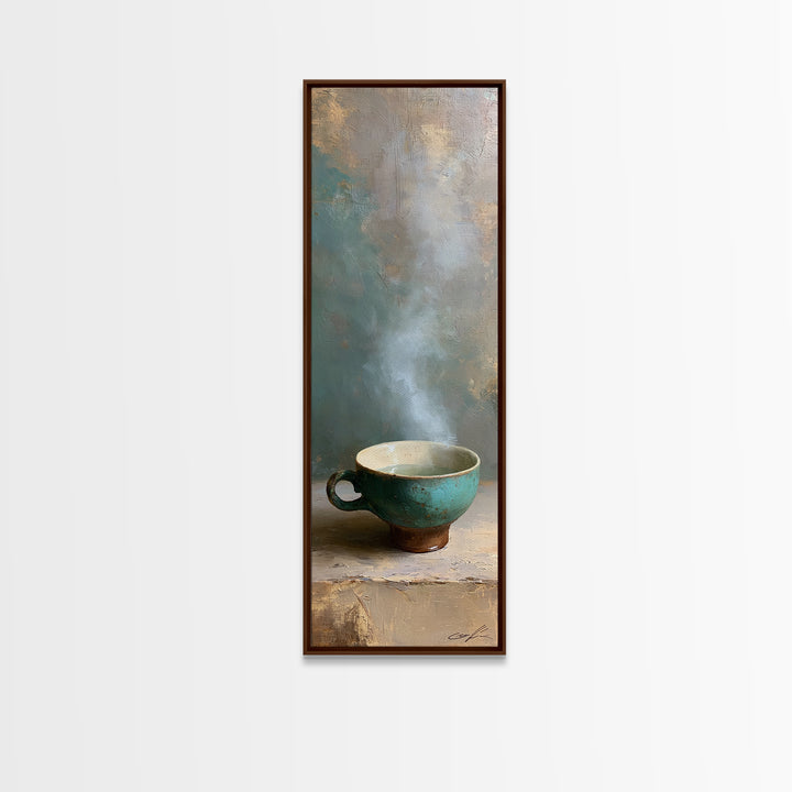 Tea Bowl and Steam Still Life Framed Canvas Print, Spa Art, Wildlife Wall Art, Spa Decor, Watercolor Art, Serenity, SPA-1x3-58