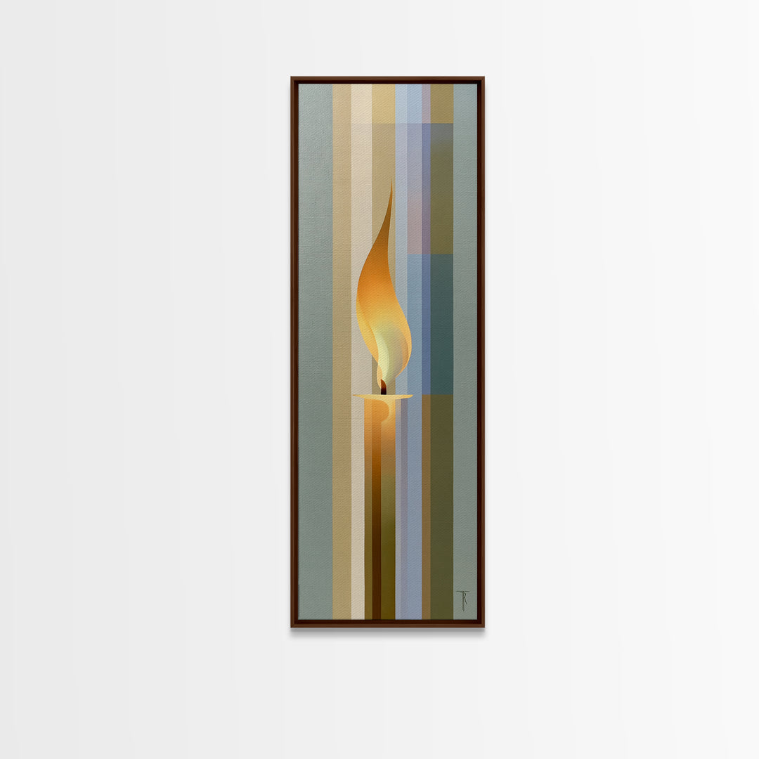 Warm Candle Flame Framed Canvas Print, Spa Art, Wall Art, Spa Decor, Oil Painting, Serenity, Dog Wall Art, Abstract Print, SPA-1x3-69