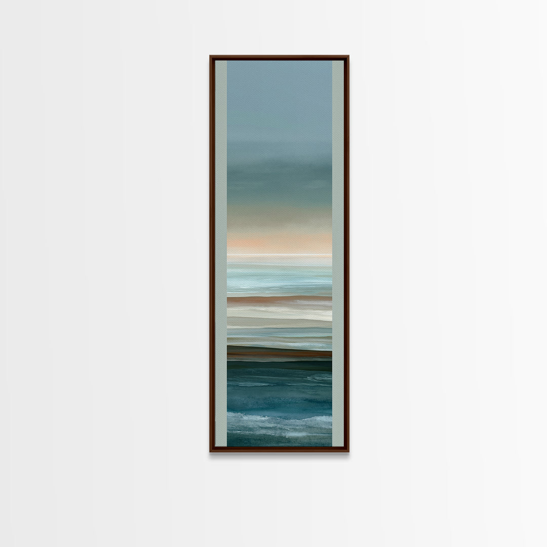 Coastal Horizon in Muted Spa Blues Framed Canvas Print, Spa Art, Modern Decor, Spa Decor, Fine Art, Serenity, Wall Decor, SPA-1x3-70