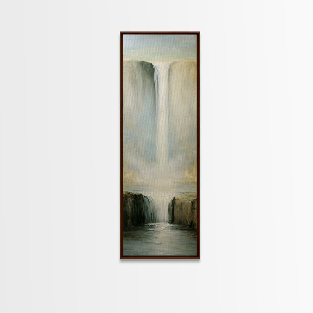 Serene Waterfall with Mist Canvas Print, Spa Art, Statement Artwork, Spa Decor, Fine Art, Serenity, Printable Wall Art, SPA-1x3-78