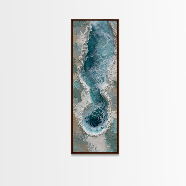 Blue Lagoon Water Seen from Above Framed Canvas Print, Spa Art, Salon Decor, Spa Decor, Fine Art, Serenity, Statement Artwork, SPA-1x3-80