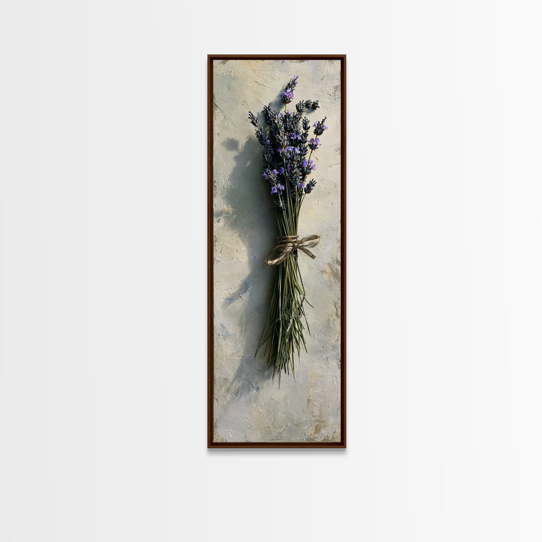 Lavender Bundle with Soft Shadow Framed Canvas Print, Spa Art, Boho Decor, Spa Decor, Oil Painting, Serenity, Printable Art, SPA-1x3-91