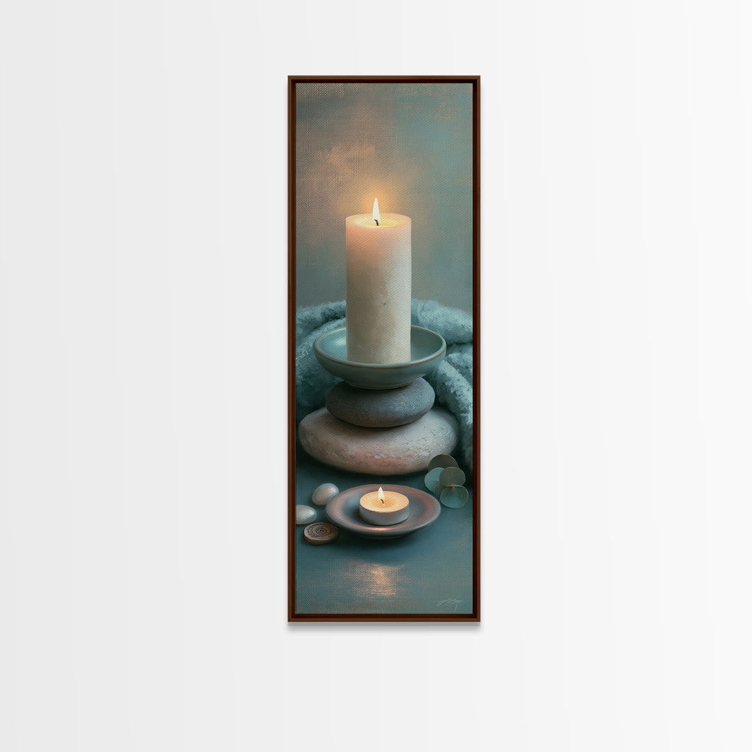 Warm Candle Flame Canvas Print, Spa Art, Wall Art Print, Spa Decor, Fine Art, Serenity, Animal Art, Modern Home Decor, SPA-1x3-93