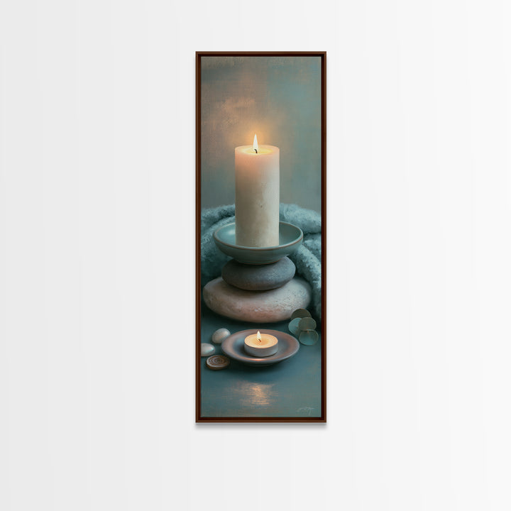Warm Candle Flame Canvas Print, Spa Art, Wall Art Print, Spa Decor, Fine Art, Serenity, Animal Art, Modern Home Decor, SPA-1x3-93