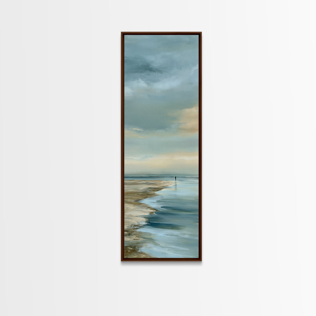 Coastal Horizon in Muted Spa Blues Canvas Print, Spa Art, Art Print, Spa Decor, Serenity, Botanical Art, Nature Prints, SPA-1x3-94