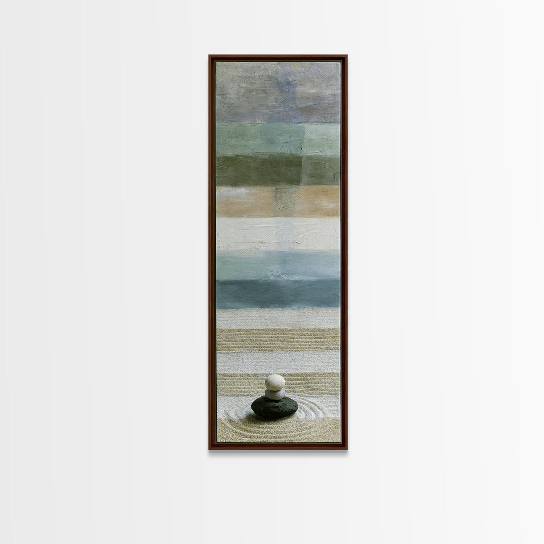 Sand Garden Lines Framed Canvas Print, Spa Art, Dog Canvas, Spa Decor, Fine Art, Serenity, Art Print, Room Decor, SPA-1x3-96
