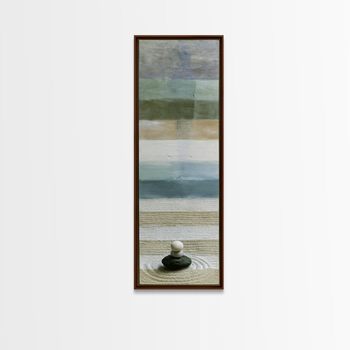 Sand Garden Lines Framed Canvas Print, Spa Art, Dog Canvas, Spa Decor, Fine Art, Serenity, Art Print, Room Decor, SPA-1x3-96