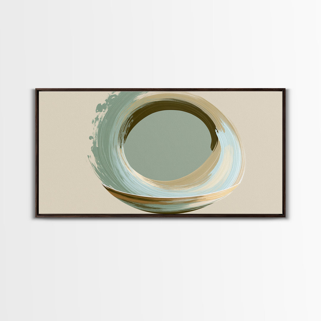 Minimal Zen Circle Brushstroke Framed Canvas Print, Spa Art, Salon Decor, Spa Decor, Fine Art, Serenity, Statement Artwork, SPA-2x1-100