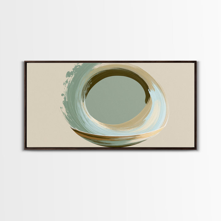 Minimal Zen Circle Brushstroke Framed Canvas Print, Spa Art, Salon Decor, Spa Decor, Fine Art, Serenity, Statement Artwork, SPA-2x1-100