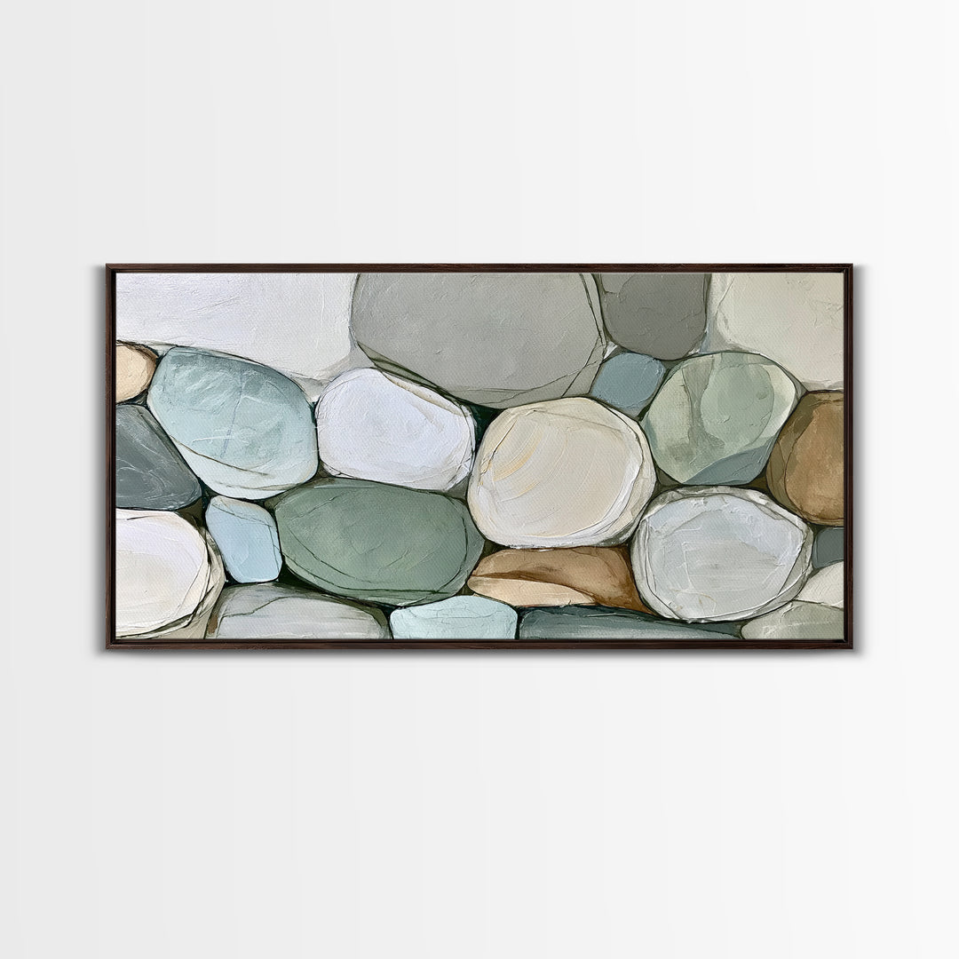 Pebble Texture Abstract Framed Canvas Print, Spa Art, Fashion Wall Art, Spa Decor, Abstract Art, Serenity, Modern Decor, SPA-2x1-11