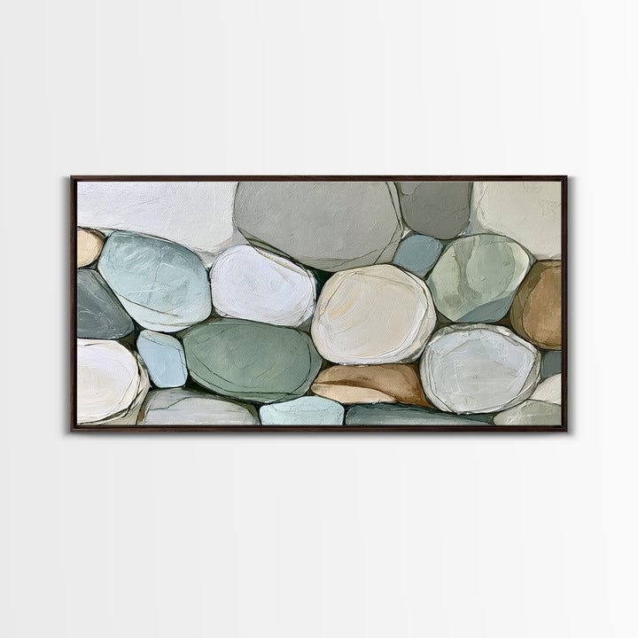 Pebble Texture Abstract Framed Canvas Print, Spa Art, Fashion Wall Art, Spa Decor, Abstract Art, Serenity, Modern Decor, SPA-2x1-11