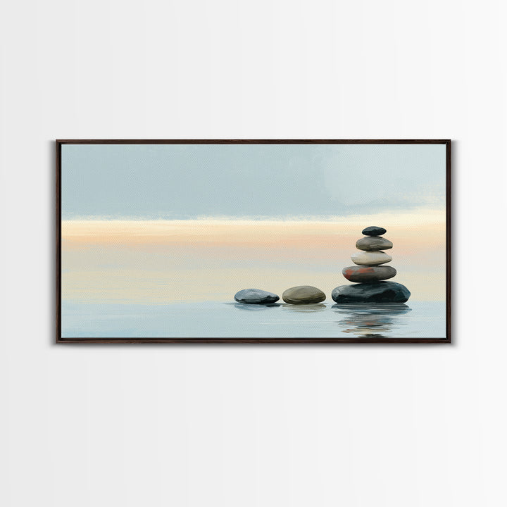 Coastal Horizon in Muted Spa Blues Canvas Print, Spa Art, Printable Wall Art, Spa Decor, Fine Art, Serenity, Feminine Wall Art, SPA-2x1-54