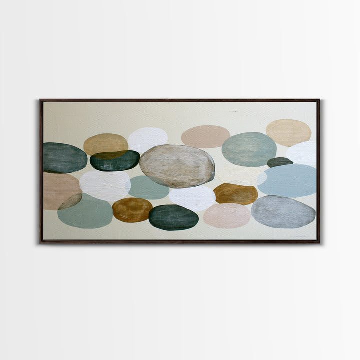 Pebble Texture Abstract Framed Canvas Print, Spa Art, City Art, Spa Decor, Abstract Art, Serenity, Boho Decor, SPA-2x1-59