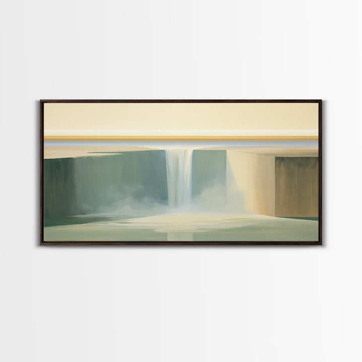 Serene Waterfall with Mist Canvas Print, Spa Art, Wall Art, Spa Decor, Oil Painting, Serenity, Dog Wall Art, Abstract Print, SPA-2x1-62