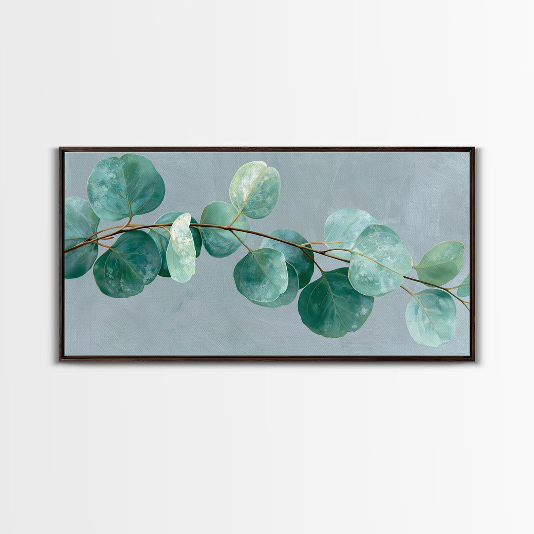 Eucalyptus Branch in Soft Green Watercolor Canvas Print, Spa Art, Dog Canvas, Spa Decor, Fine Art, Serenity, Art Print, SPA-2x1-71