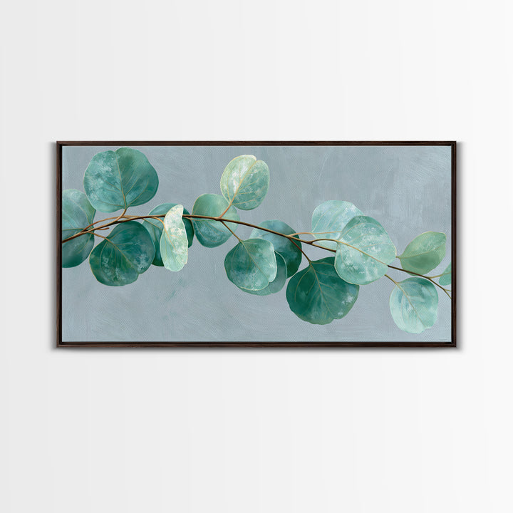 Eucalyptus Branch in Soft Green Watercolor Canvas Print, Spa Art, Dog Canvas, Spa Decor, Fine Art, Serenity, Art Print, SPA-2x1-71