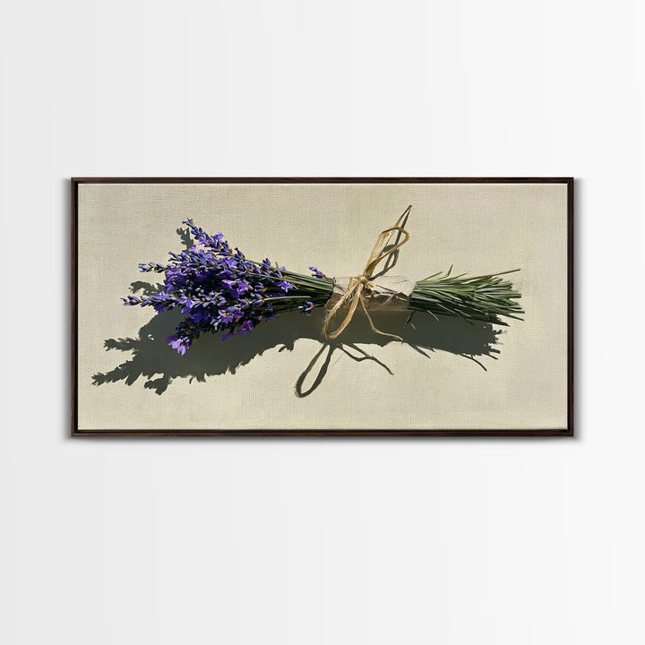 Lavender Bundle with Soft Shadow Framed Canvas Print, Spa Art, Art Print, Spa Decor, Fine Art, Serenity, Botanical Art, SPA-2x1-75