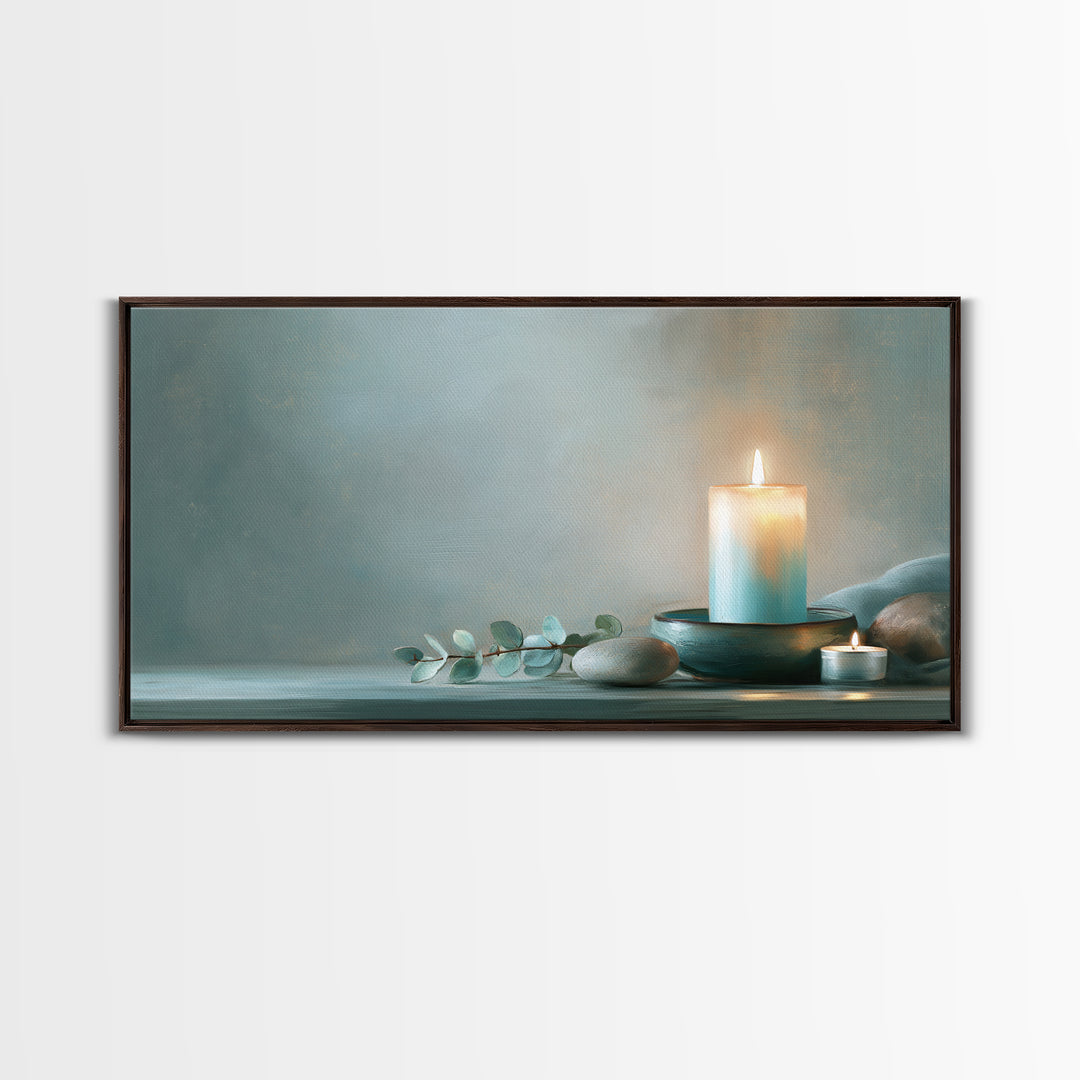 Warm Candle Flame Canvas Print, Spa Art, Abstract Print, Spa Decor, Oil Painting, Serenity, Esthetician Decor, Tarot Card Art, SPA-2x1-77