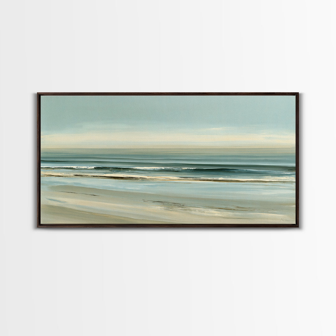 Coastal Horizon in Muted Spa Blues Canvas Print, Spa Art, Printable Wall Art, Spa Decor, Fine Art, Serenity, Feminine Wall Art, SPA-2x1-78