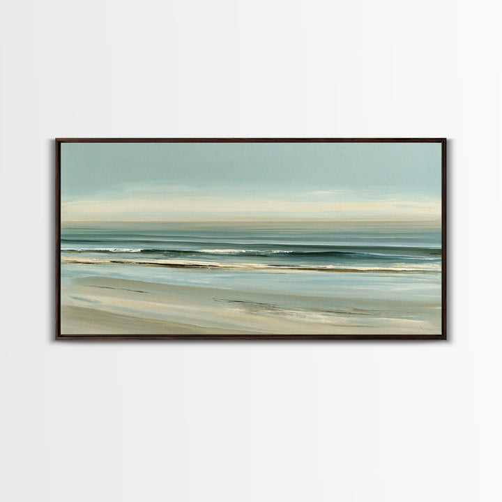 Coastal Horizon in Muted Spa Blues Canvas Print, Spa Art, Printable Wall Art, Spa Decor, Fine Art, Serenity, Feminine Wall Art, SPA-2x1-78