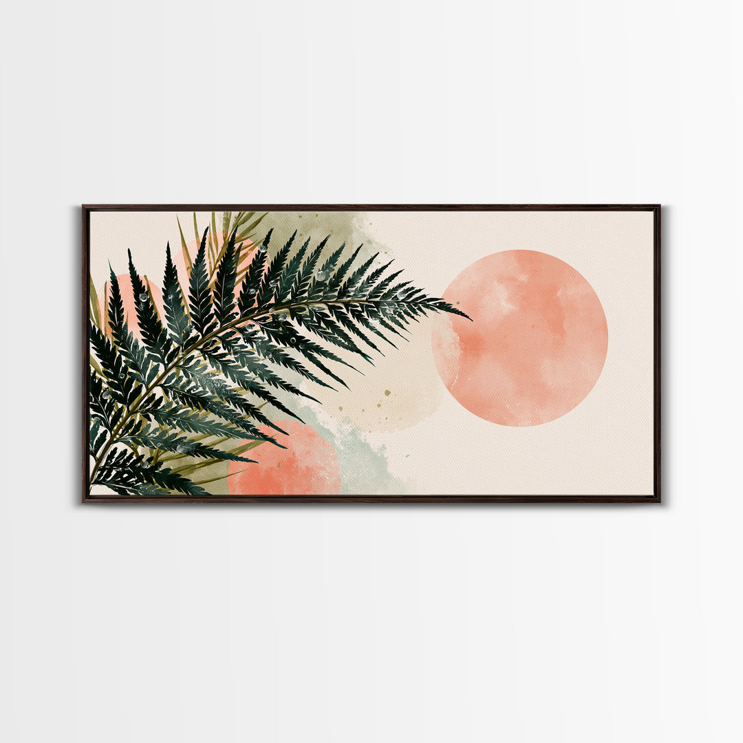 Fern Leaf Closeup Framed Canvas Print, Spa Art, Tarot Card Art, Spa Decor, Watercolor Art, Serenity, Textured Painting, SPA-2x1-79