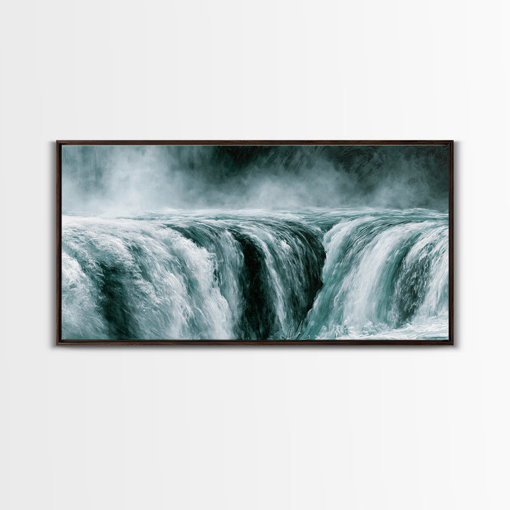 Serene Waterfall with Mist Framed Canvas Print, Spa Art, Wall Art Print, Spa Decor, Serenity, Animal Art, Modern Home Decor, SPA-2x1-86