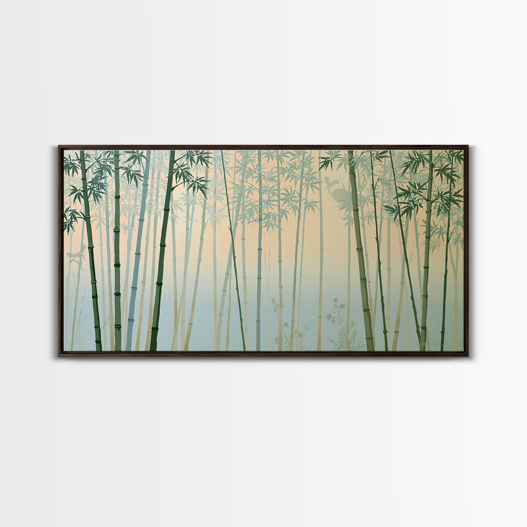 Misty Bamboo Forest Framed Canvas Print, Spa Art, Modern Home Decor, Spa Decor, Fine Art, Serenity, Neutral Decor, Modern Decor, SPA-2x1-97