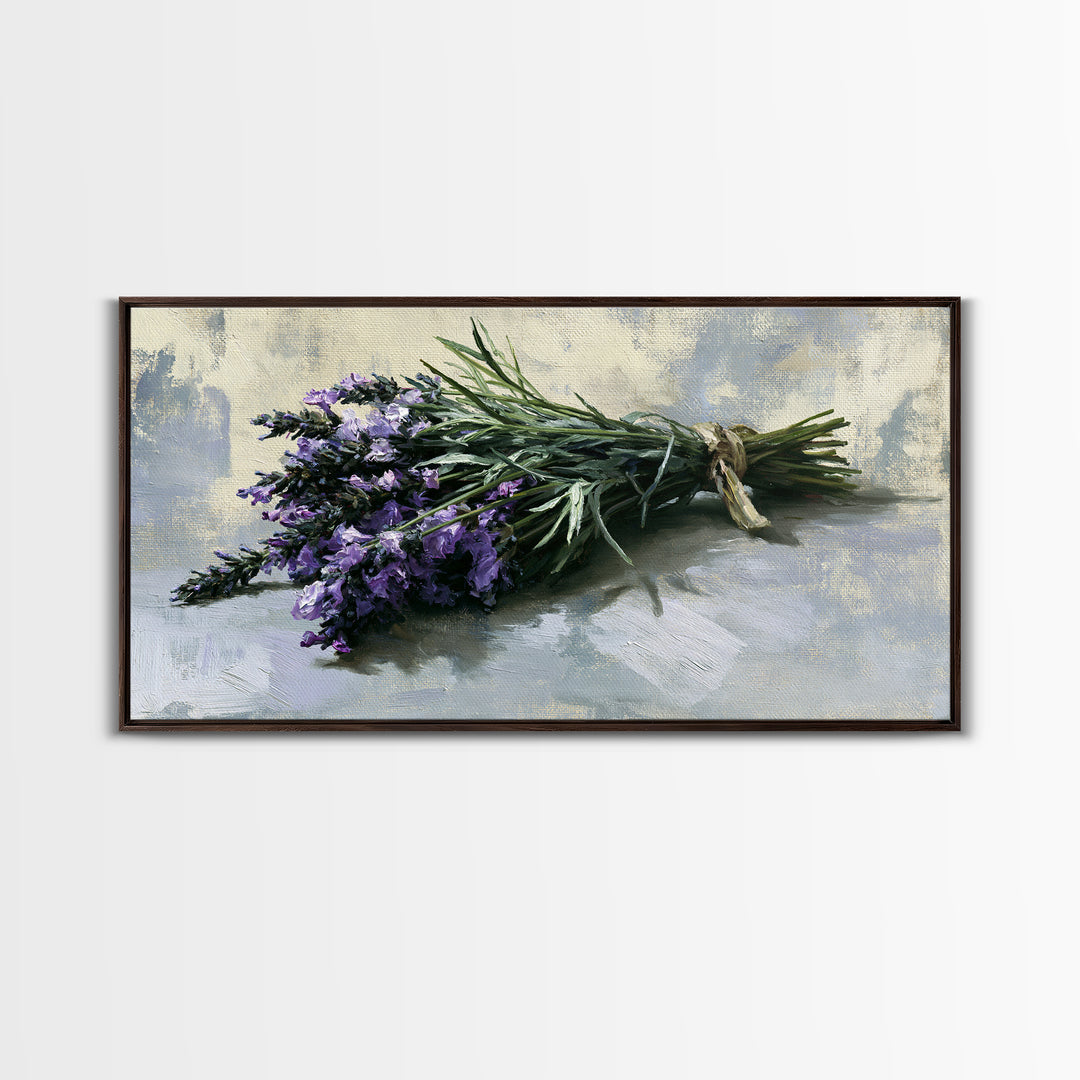 Lavender Bundle with Soft Shadow Framed Canvas Print, Spa Art, Animal Art, Spa Decor, Fine Art, Serenity, Gallery Decor, SPA-2x1-99