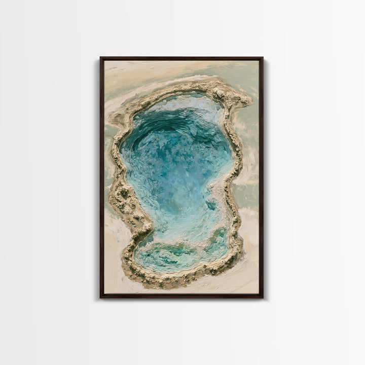 Blue Lagoon Water Seen from Above Framed Canvas Print, Spa Art, Salon Decor, Spa Decor, Fine Art, Serenity, Statement Artwork, SPA-2x3-28