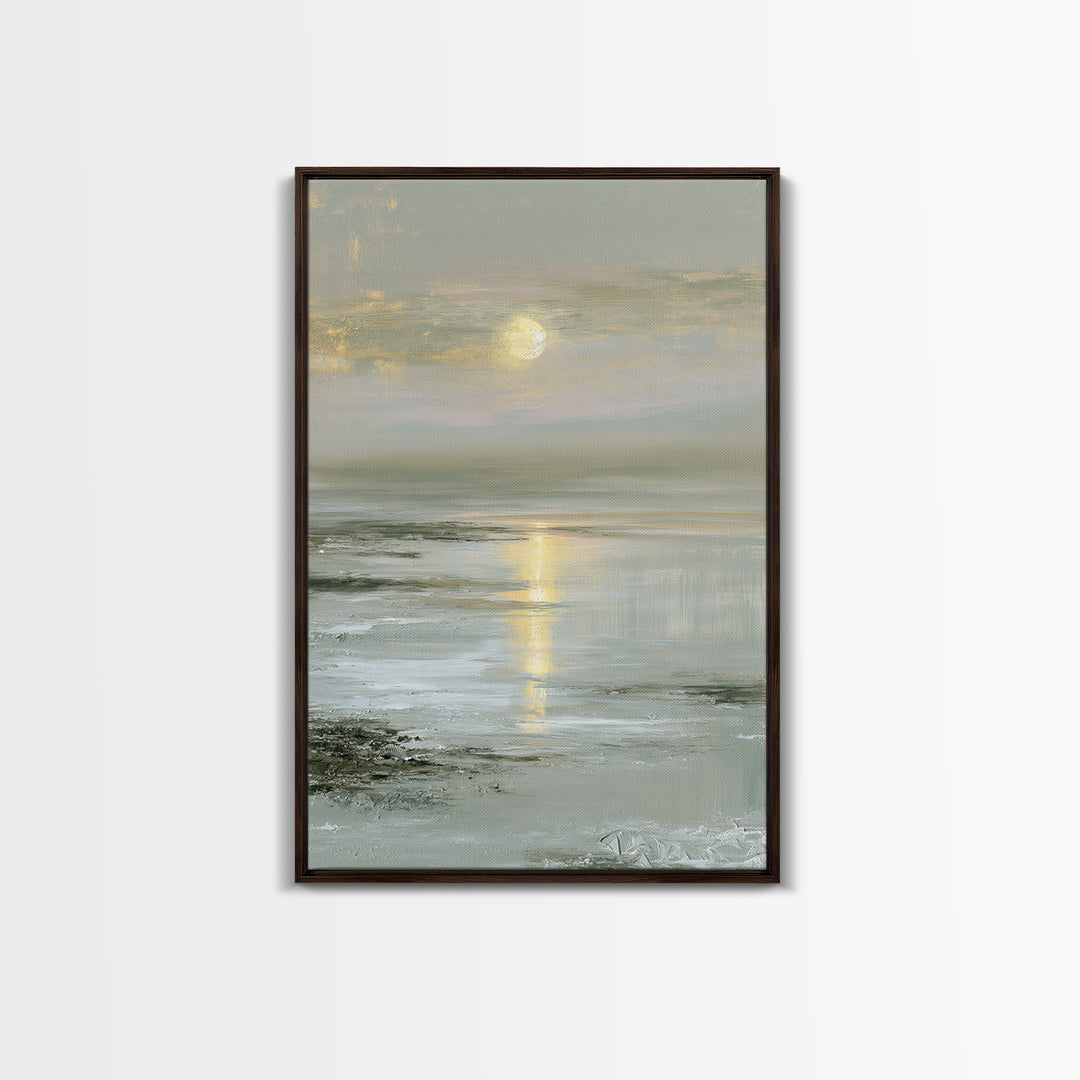 Moonlit Lake Reflection Canvas Print, Spa Art, Art, Spa Decor, Serenity, Abstract Print, Minimalist Art, Feminine Wall Art, SPA-2x3-31