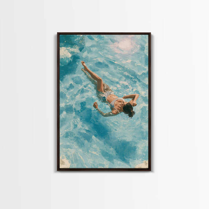 Blue Lagoon Water Seen from Above Framed Canvas Print, Spa Art, Minimalist Decor, Spa Decor, Fine Art, Serenity, SPA-2x3-4