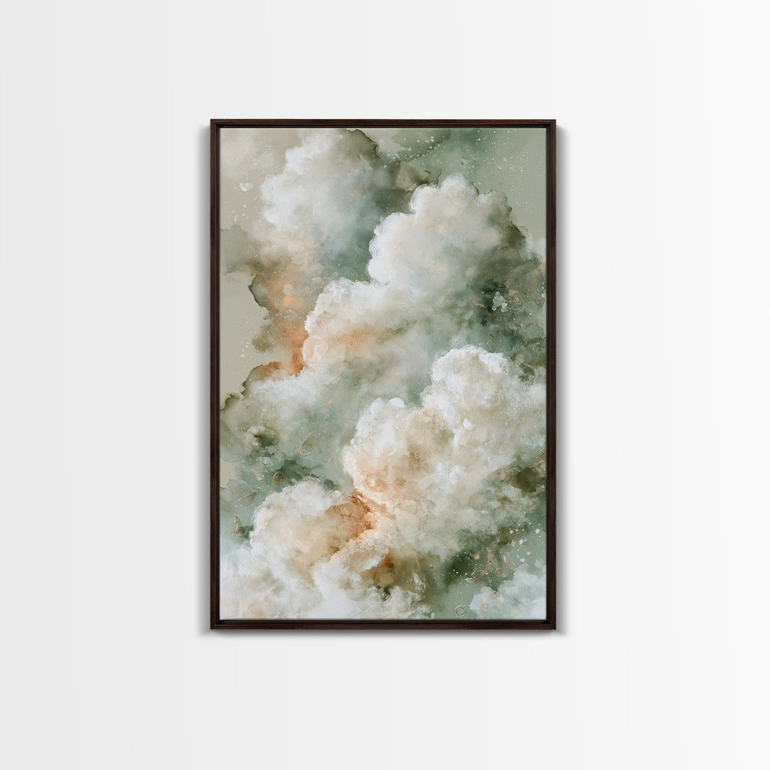 Soft Cloudscape in Cream and Sage Canvas Print, Spa Art, Spa, Spa Decor, Fine Art, Serenity, Teen Girl Room Decor, Dog Canvas, SPA-2x3-45