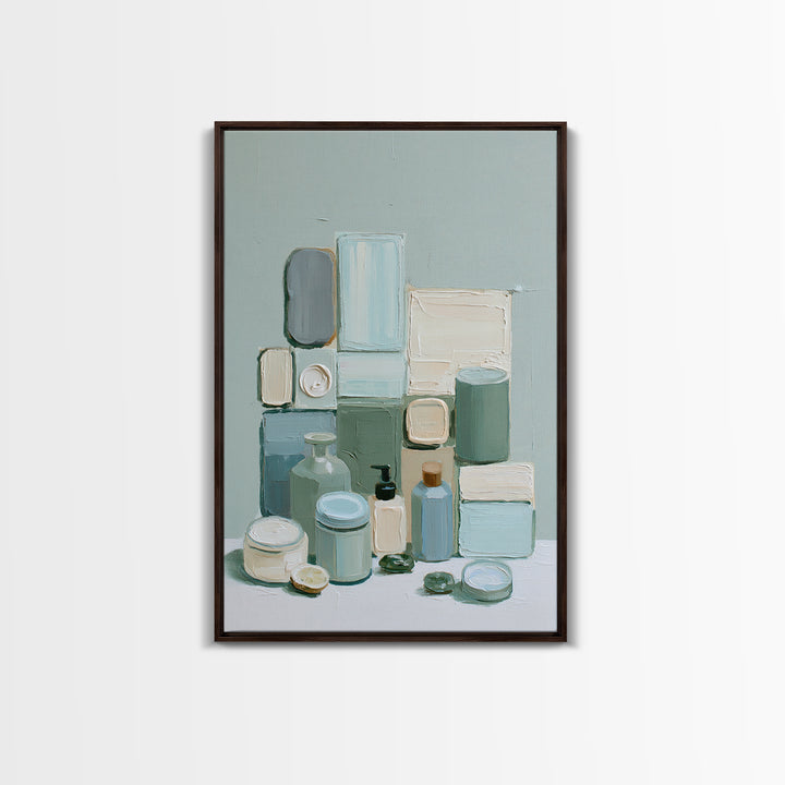 Sage and Ivory Geometric Calm Composition Canvas Print, Spa Art, Nature Prints, Spa Decor, Abstract Art, Serenity, SPA-2x3-5
