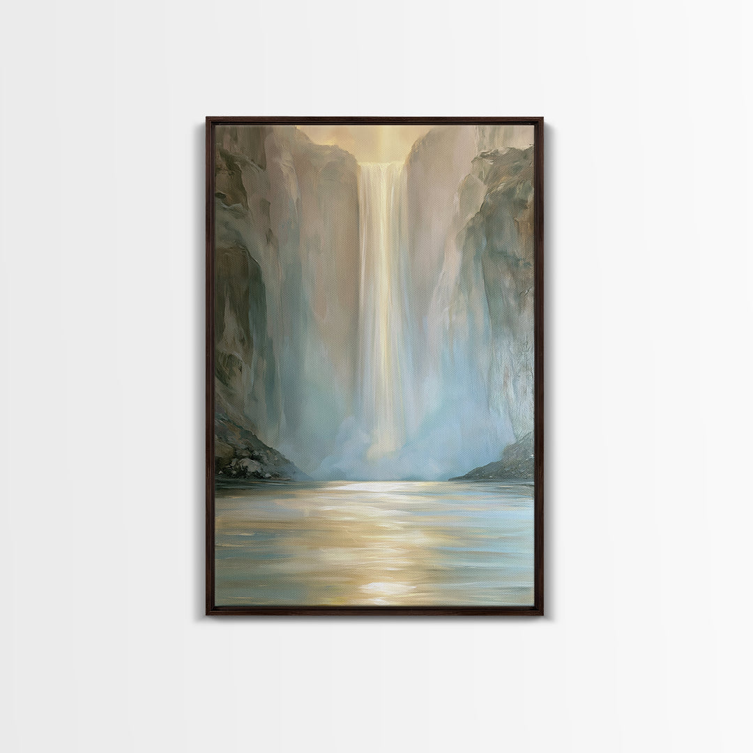 Serene Waterfall with Mist Canvas Print, Spa Art, Wall Decor, Spa Decor, Fine Art, Serenity, Minimalist Art, Feminine Wall Art, SPA-2x3-50