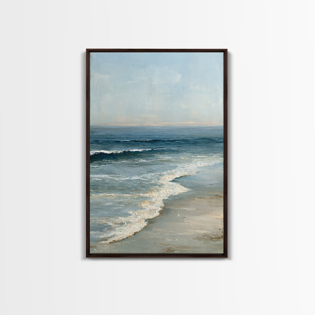 Coastal Horizon in Muted Spa Blues Canvas Print, Spa Art, Black Woman Art, Spa Decor, Fine Art, Serenity, Modern Home Decor, SPA-2x3-66