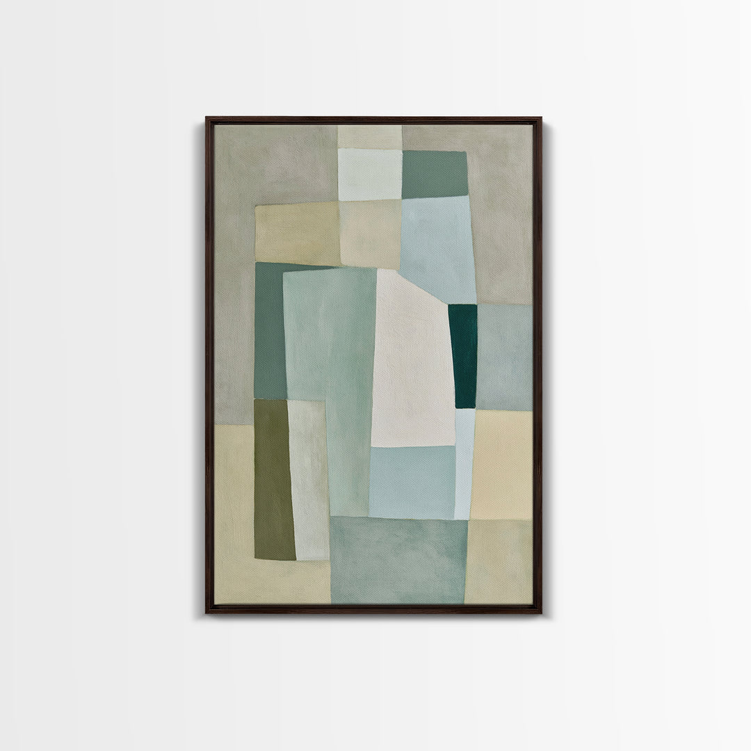 Sage and Ivory Geometric Calm Composition Canvas Print, Spa Art, Fashion Wall Art, Spa Decor, Abstract Art, Serenity, SPA-2x3-77