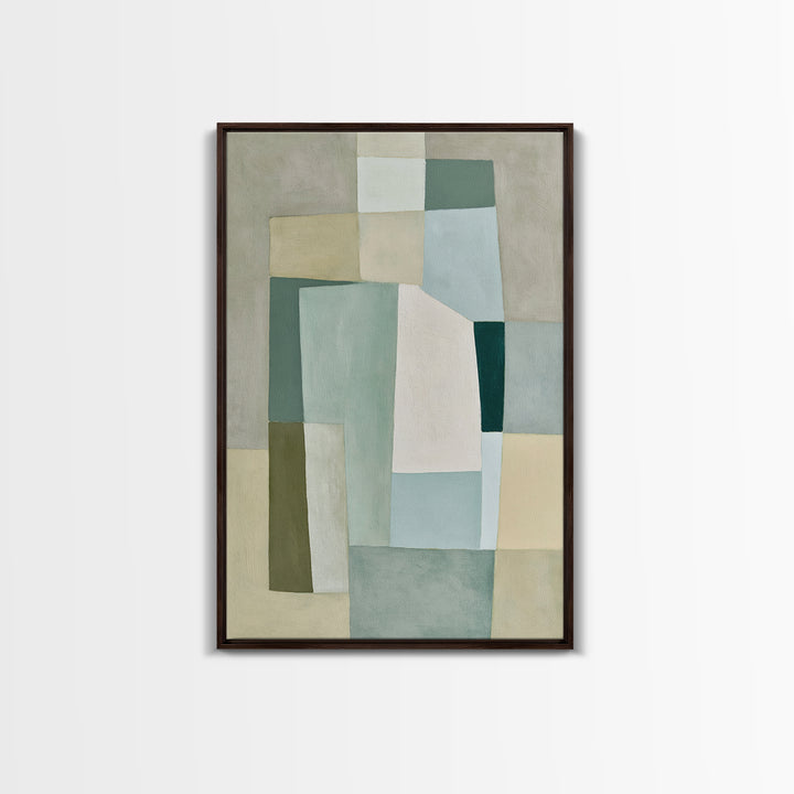 Sage and Ivory Geometric Calm Composition Canvas Print, Spa Art, Fashion Wall Art, Spa Decor, Abstract Art, Serenity, SPA-2x3-77