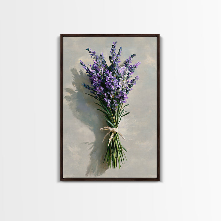 Lavender Bundle with Soft Shadow Framed Canvas Print, Spa Art, Esthetician Decor, Spa Decor, Fine Art, Serenity, Room Decor, SPA-2x3-87