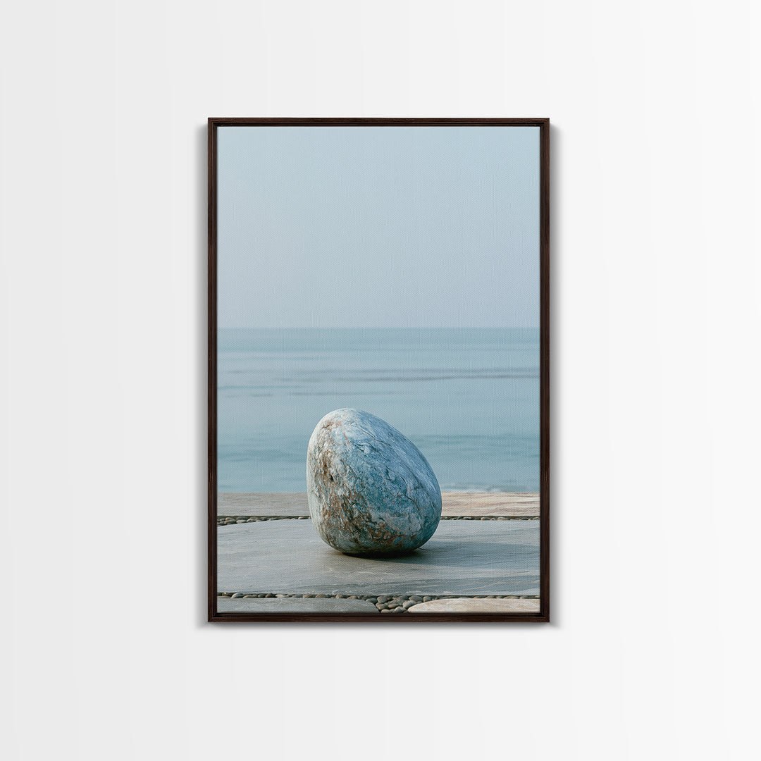 Coastal Horizon in Muted Spa Blues Framed Canvas Print, Spa Art, Spa, Spa Decor, Oil Painting, Serenity, Teen Girl Room Decor, SPA-2x3-90