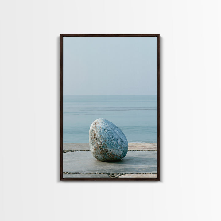 Coastal Horizon in Muted Spa Blues Framed Canvas Print, Spa Art, Spa, Spa Decor, Oil Painting, Serenity, Teen Girl Room Decor, SPA-2x3-90