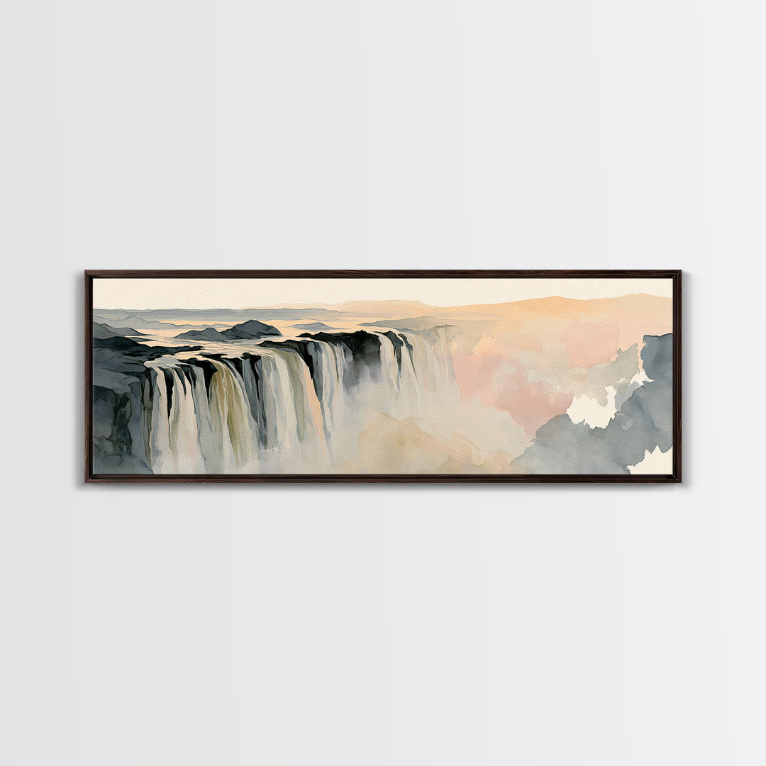 Serene Waterfall with Mist Framed Canvas Print, Spa Art, Wall Art Print, Spa Decor, Serenity, Animal Art, Modern Home Decor, SPA-3x1-10