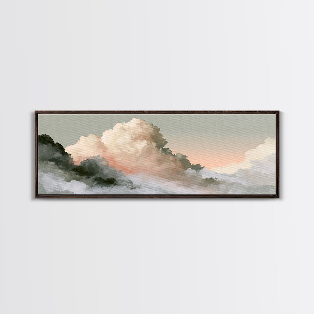 Soft Cloudscape in Cream and Sage Canvas Print, Spa Art, Dog Groomer Gifts, Spa Decor, Oil Painting, Serenity, Fine Art Print, SPA-3x1-29