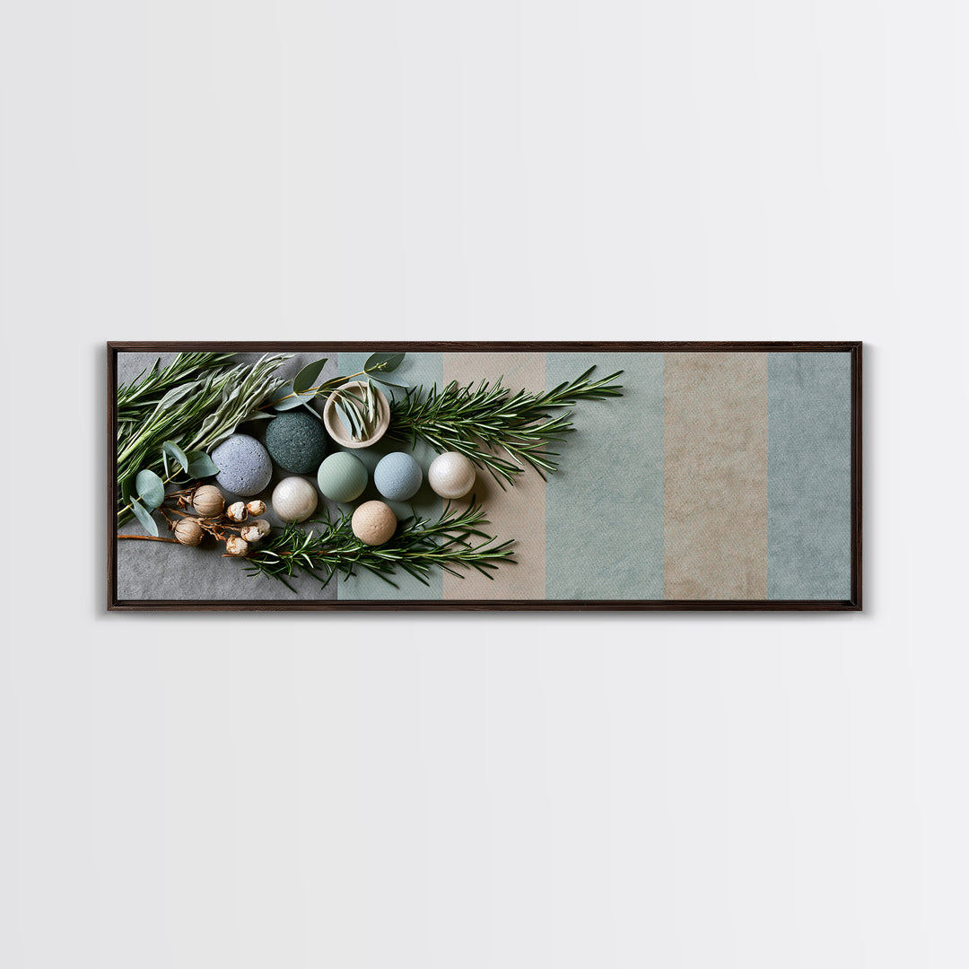 Botanical Herbal Arrangement Canvas Print, Spa Art, Printable Art, Spa Decor, Watercolor Art, Serenity, Fine Art Photography, SPA-3x1-30