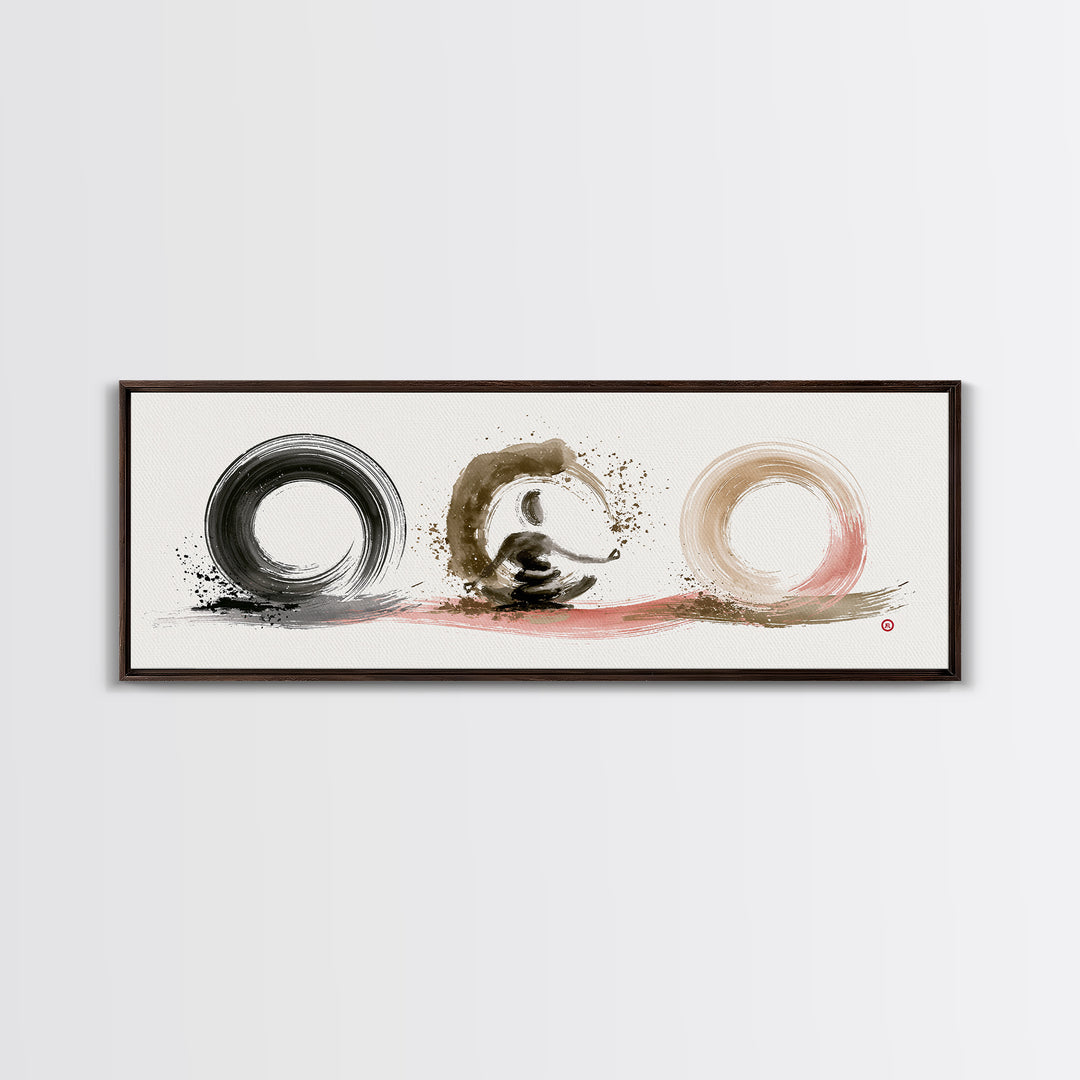 Minimal Zen Circle Brushstroke Canvas Print, Spa Art, Room Decor, Spa Decor, Fine Art, Serenity, Nature Prints, Travel Poster, SPA-3x1-48